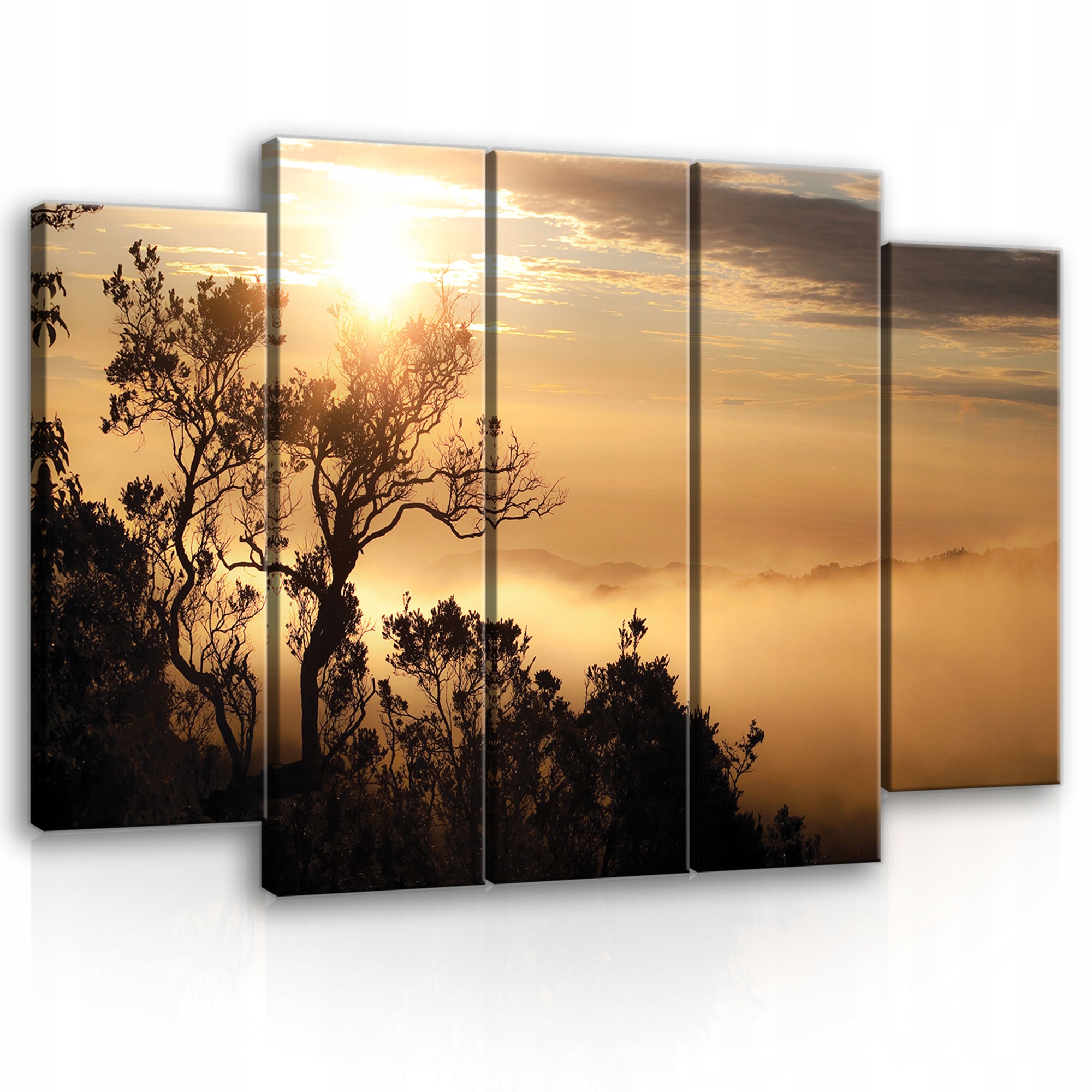 Obraz 5 dílů Hory Stromy Příroda Nebe 3D 150x100