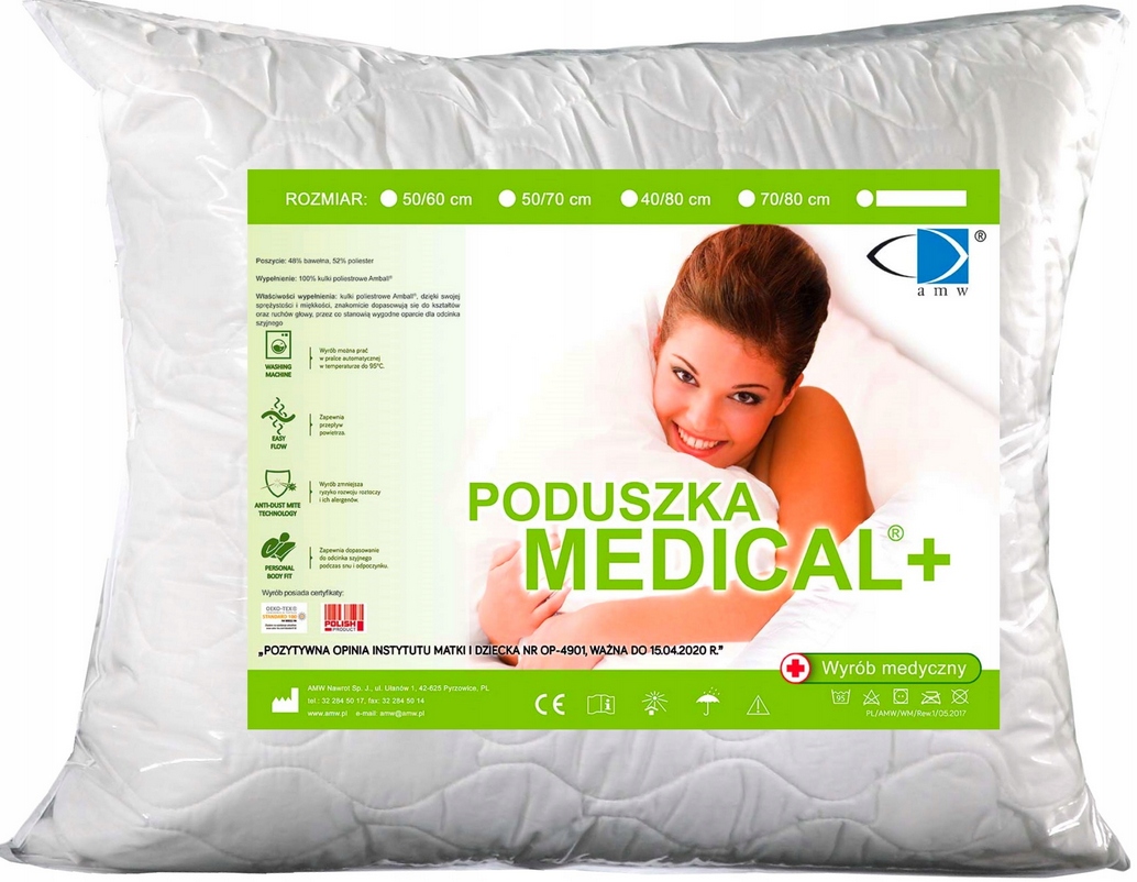 

Twarda Poduszka Medical Wysoka 70X80 Zamek Amw