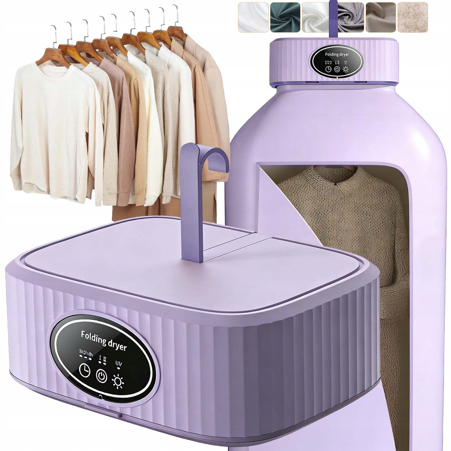 Levně Elektrická Sušák Prádla 600W Přenosná, Skládací, Uv, 3-RYCHLOSTNÍ Časovač