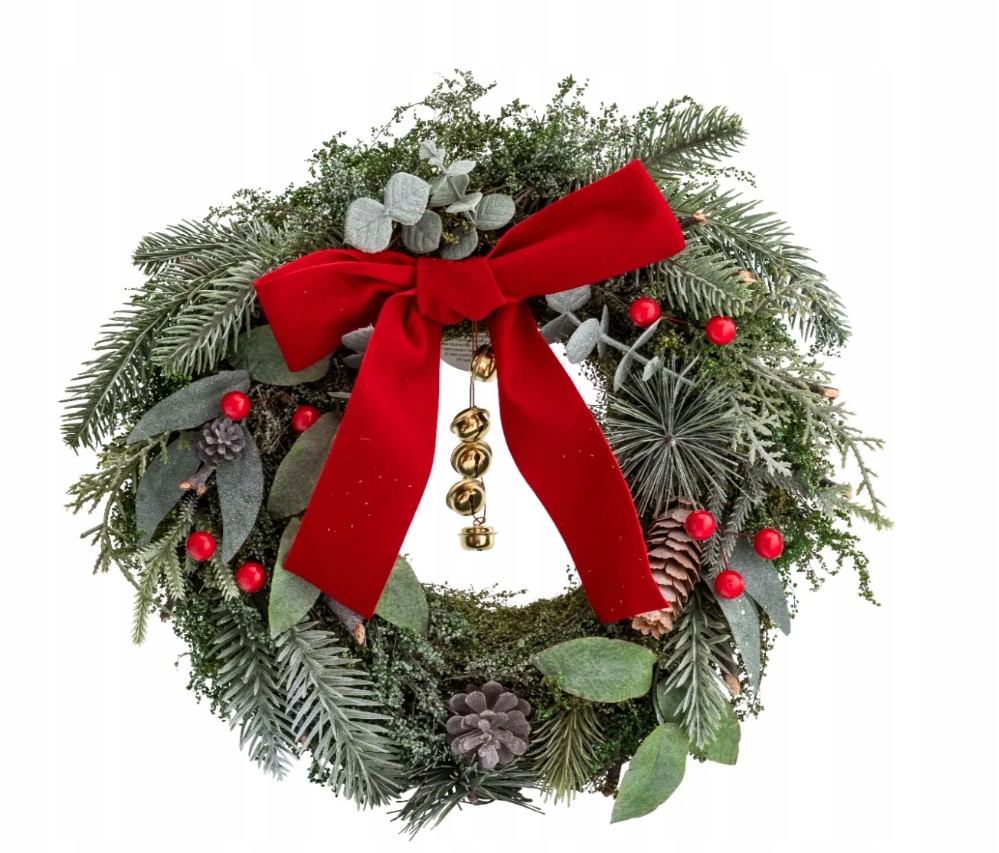 Vánoční věnec na dveře s červenou mašlí Altom Design 32 cm