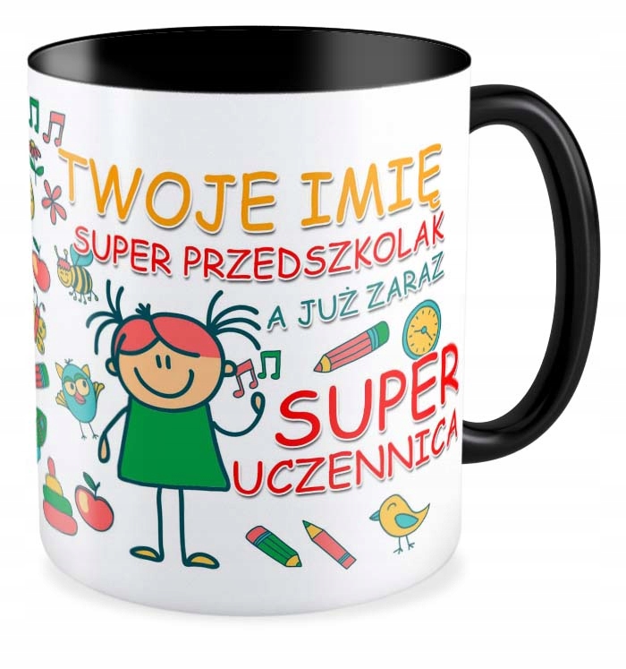 

Kubek czarny prezent dla Przedszkolaka Twoje Imię