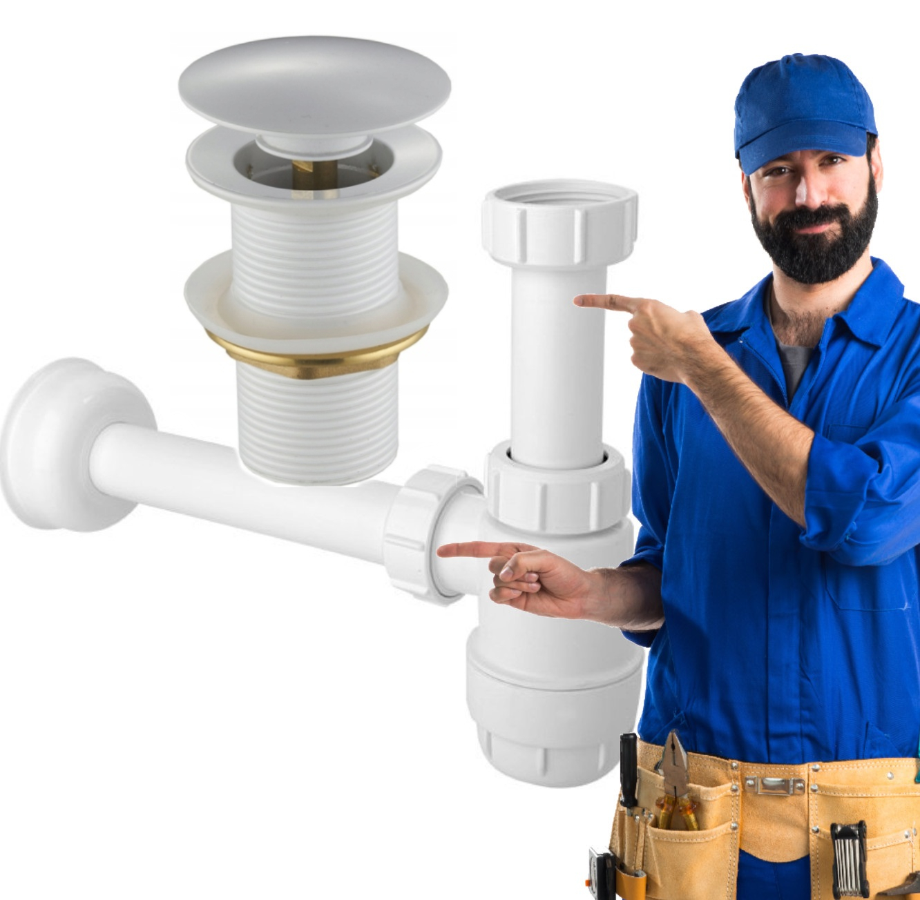 

Syfon Do Umywalki Umywalkowy Korek Klik Klak Biały