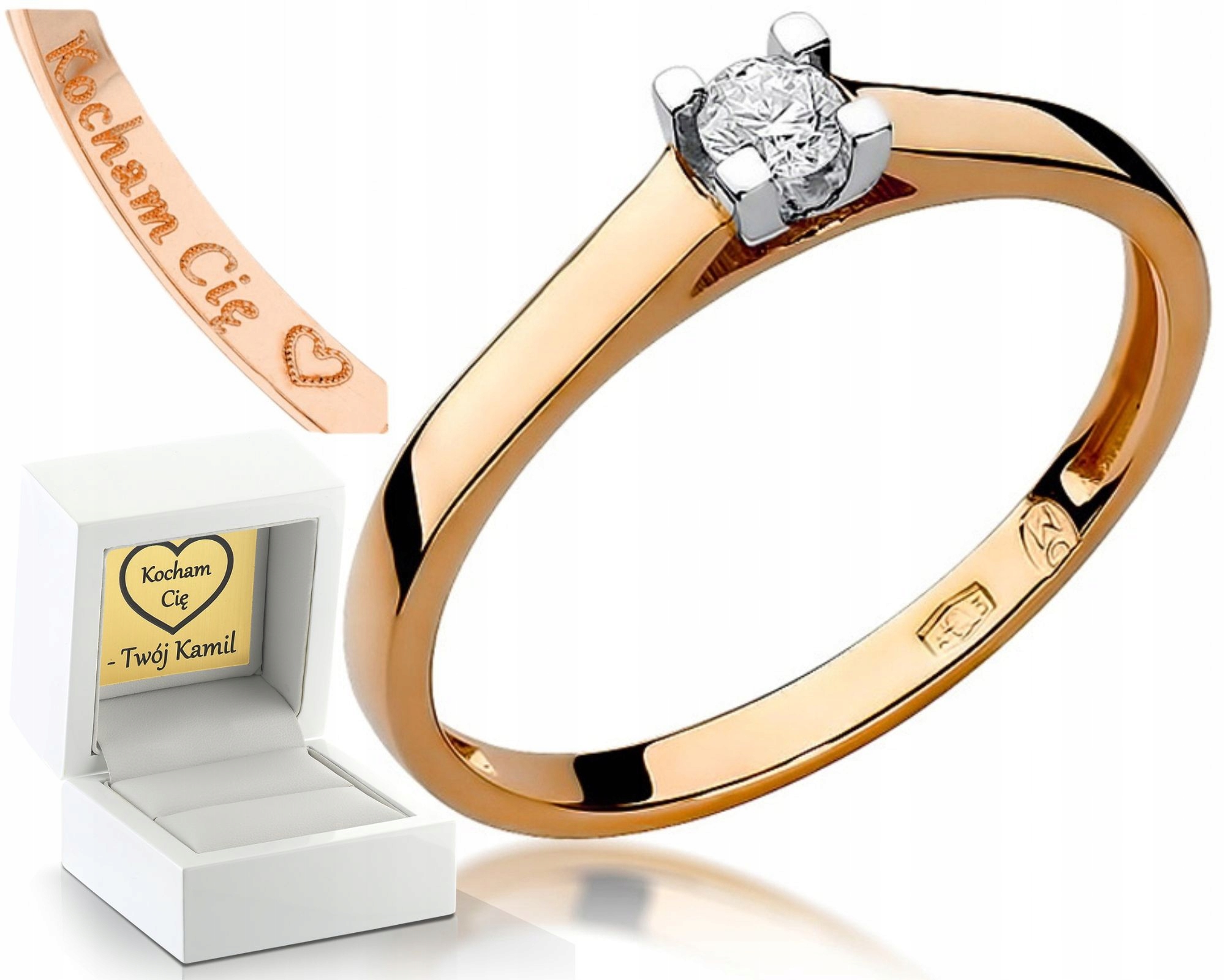 Prstýnek S Briliantem Růžové Zlato 585 Gravírování Zlato