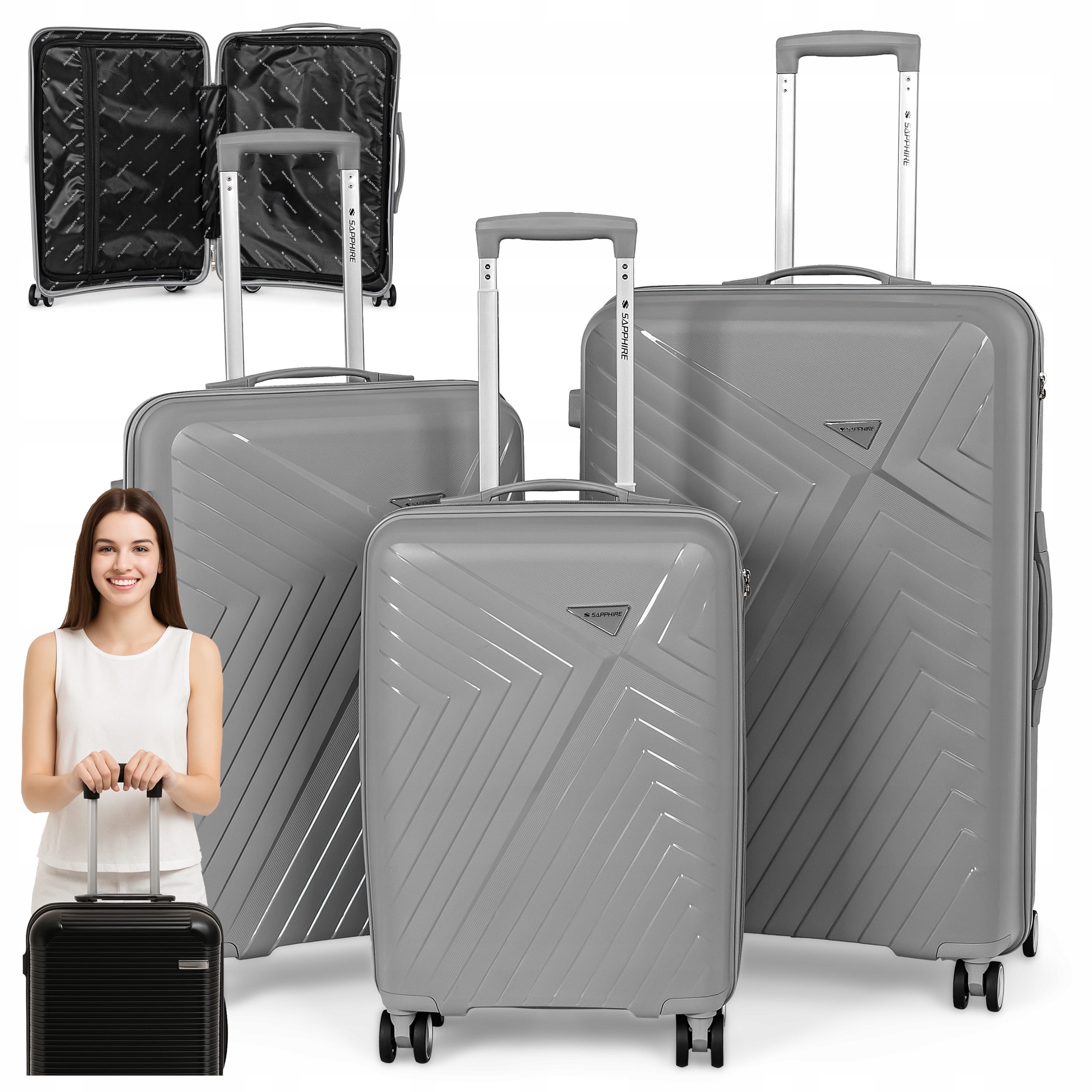 Walizki Komplet 3 Walizek podróżnych Bagaż na kółkach Zestaw 3x walizka Pp