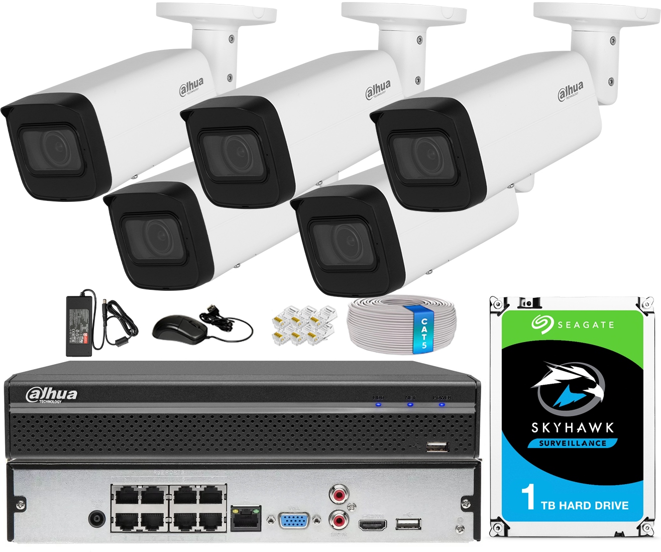 Sada na monitorovanie Dahua 5 kamier 4MPX Motozoom x5 Ir 60 m 1TB rekordér