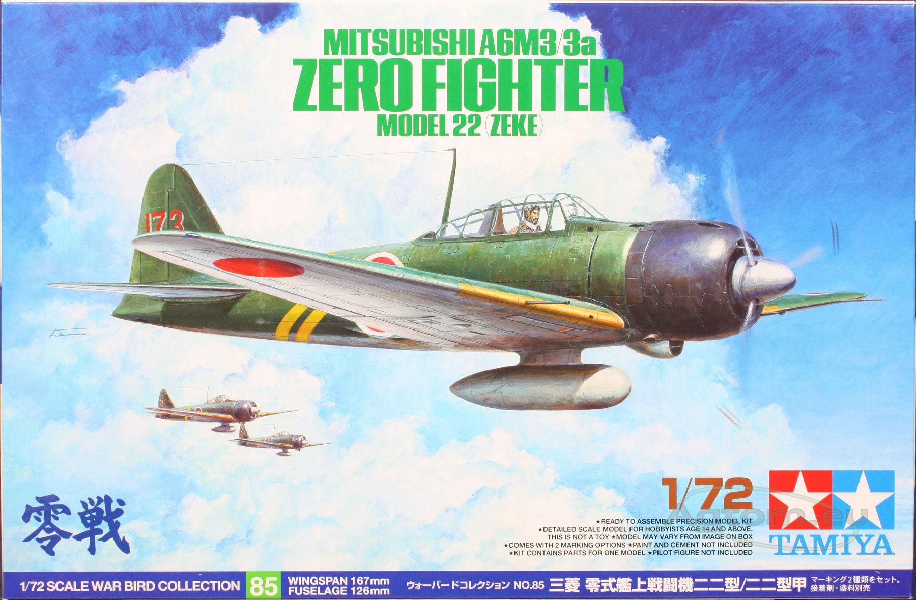 Tamiya 60785 1/72 Mitsubishi A6M3/3a Zero model 22 (Zeke)