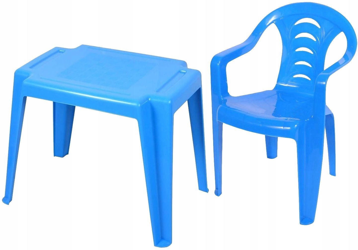 NIEBIESKI ZESTAW MEBLI DLA DZIECI KRZESŁO STÓŁ 1+1
