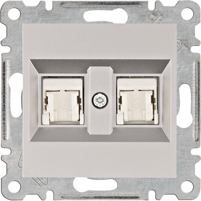Hager Lumina stříbrná počítačová zásuvka x2