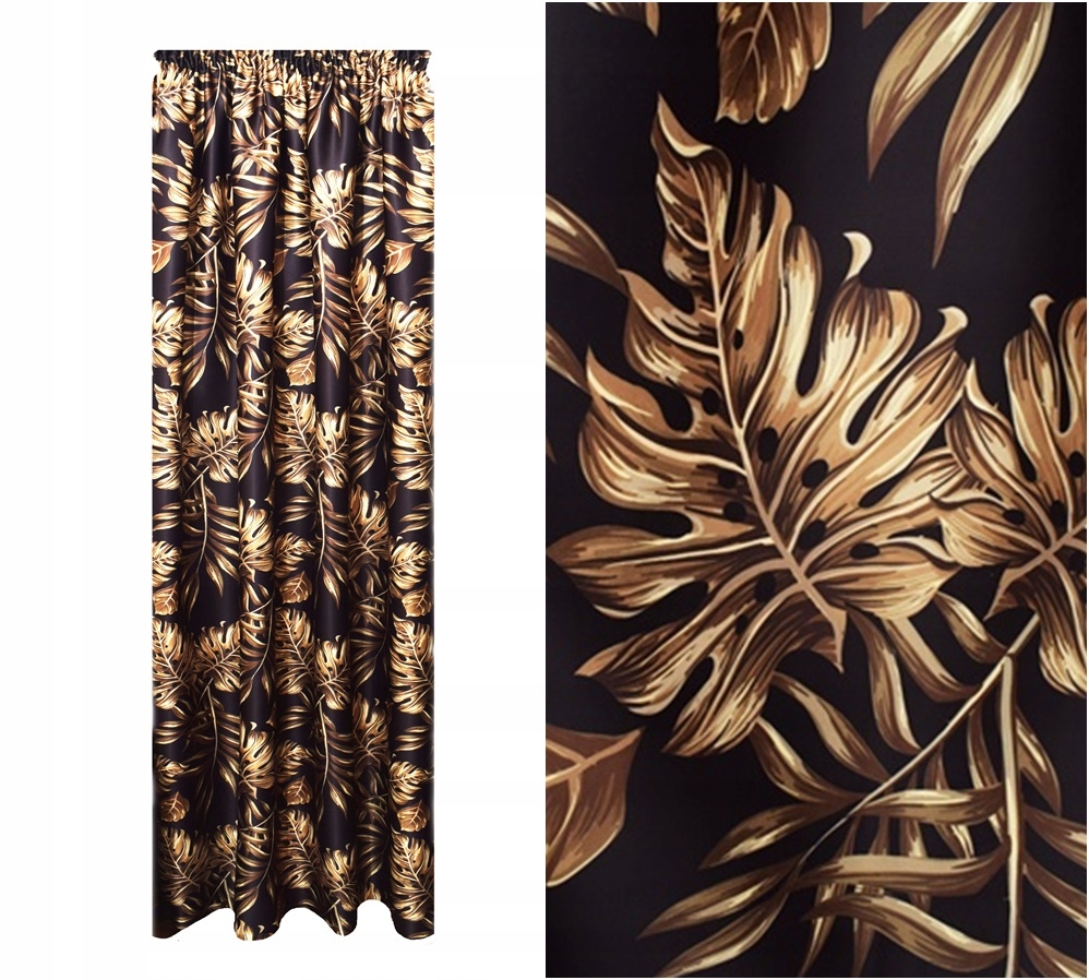 

Gotowa Zasłona Liście Monstera Złote 140x250 1 szt