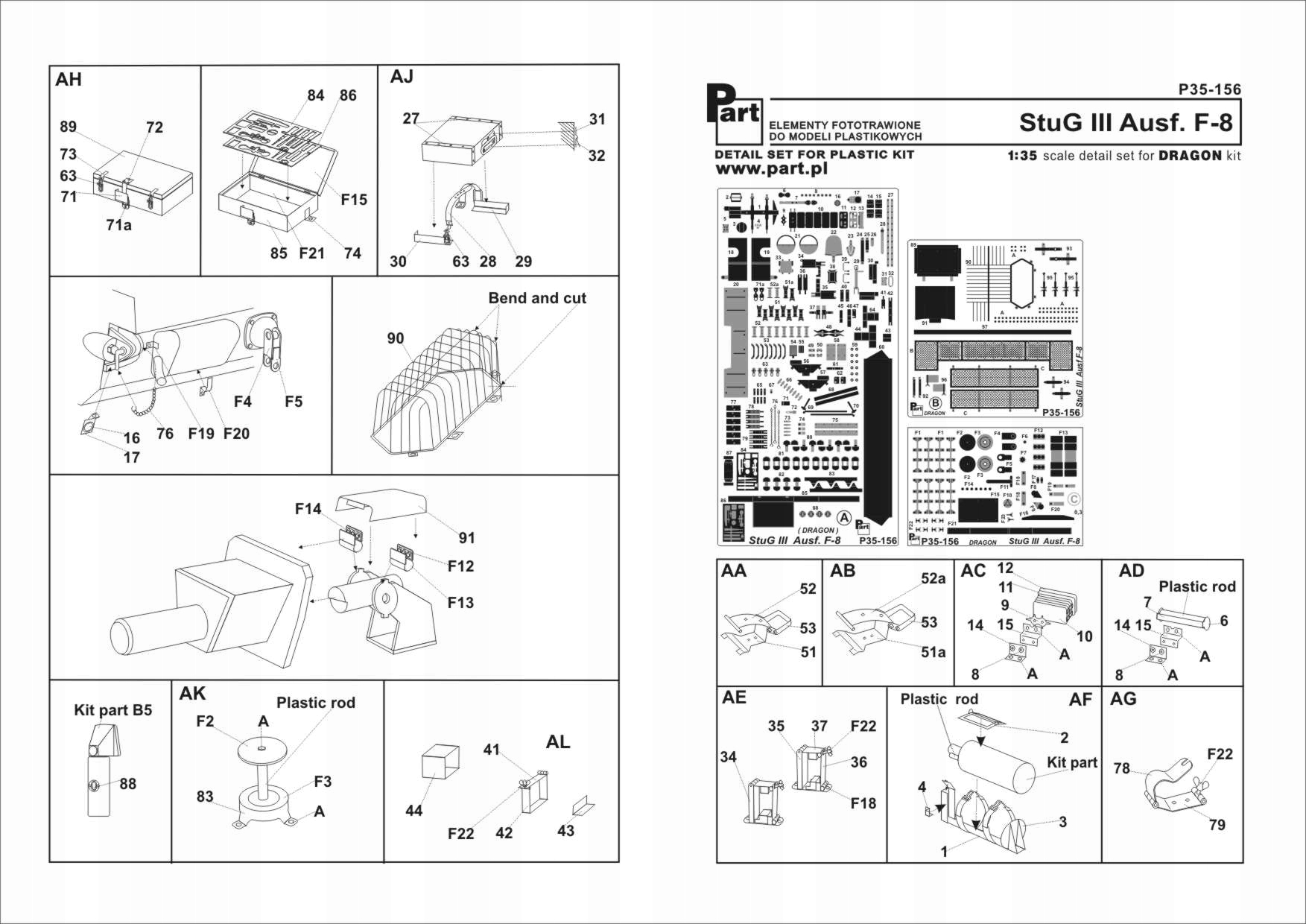 Part P35-156 1/35 StuG III Ausf.F-8 (Dragon)