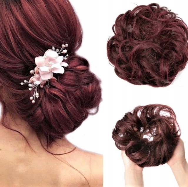 

Kok na gumce włosy doczepiane treska Burgund Rubin