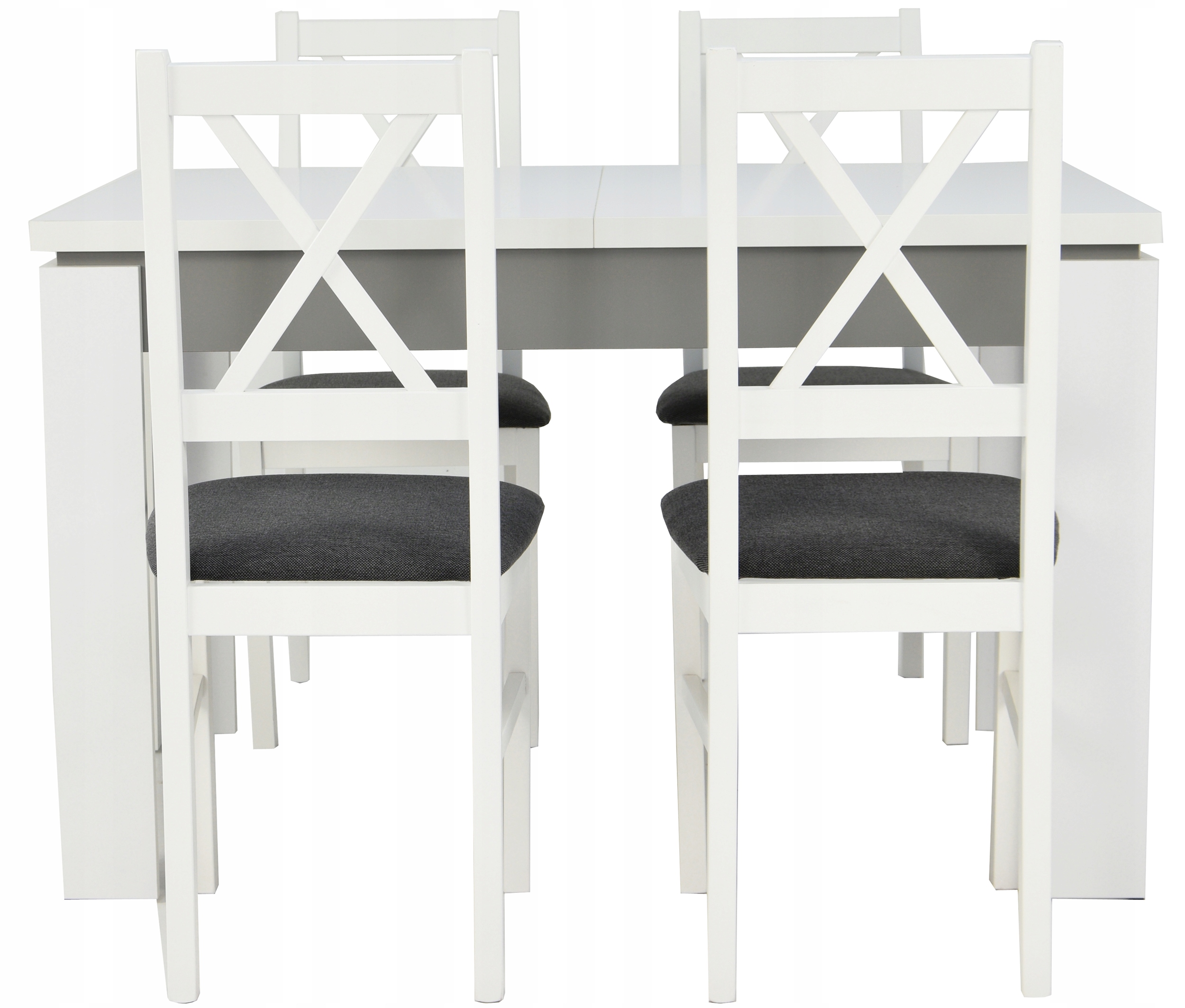 BIAŁO SZARY zestaw 4 DREWNIANE krzesła DO SALONU