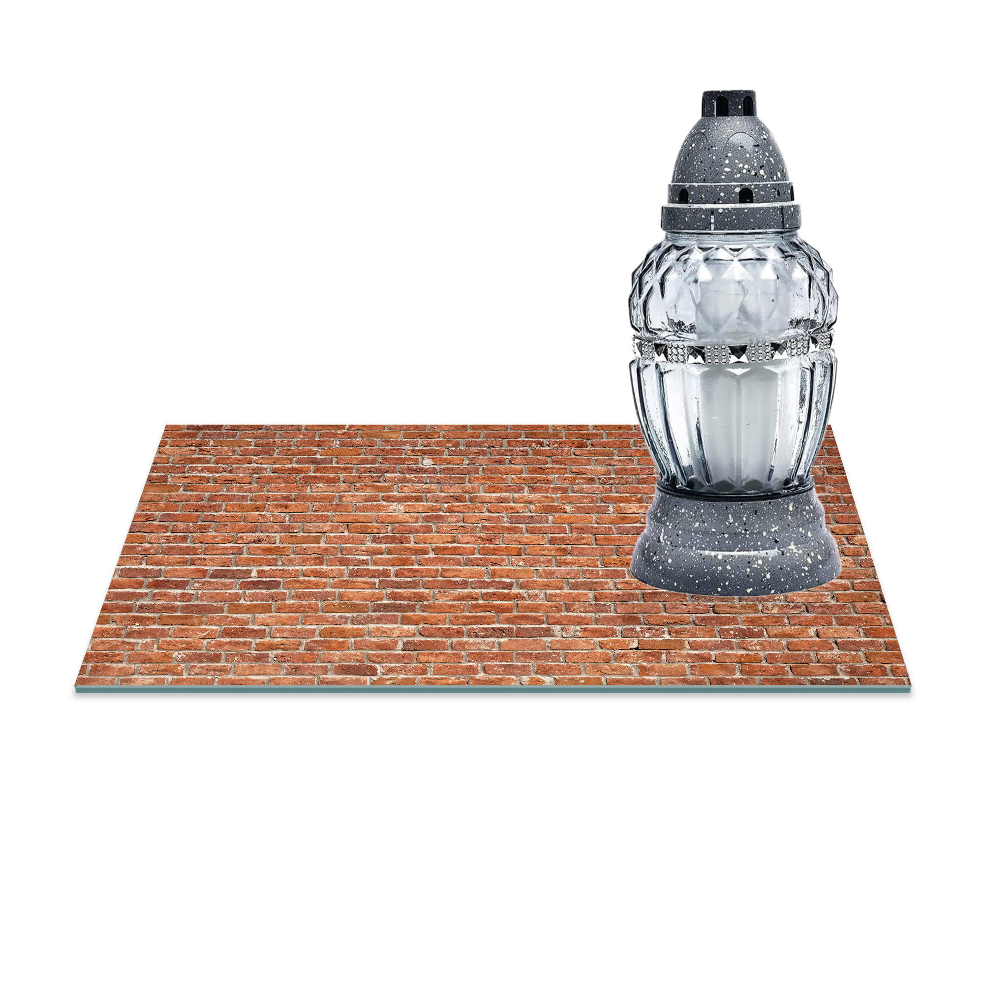 SZKLANA PODSTAWKA POD ZNICZE 40x30cm Rudy mur 100b