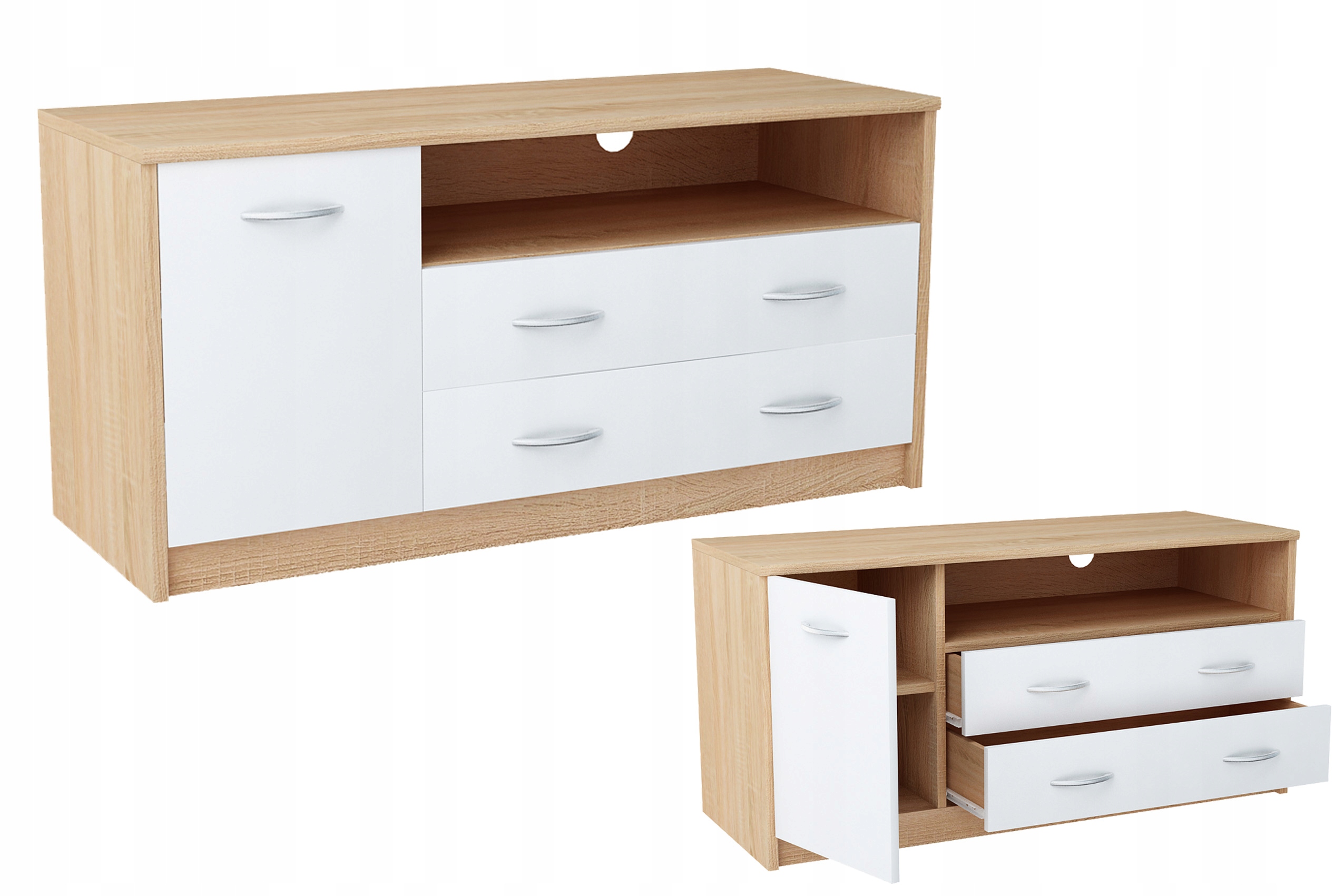 

Szafka, Rtv półka K027 Sonoma-Biały 110cm