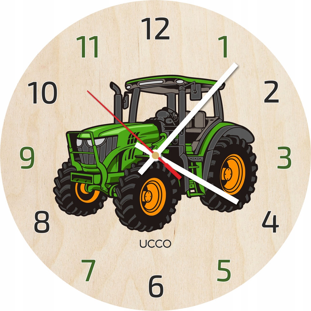 

Zegar dziecięcy Traktor drewniany 30 cm cichy