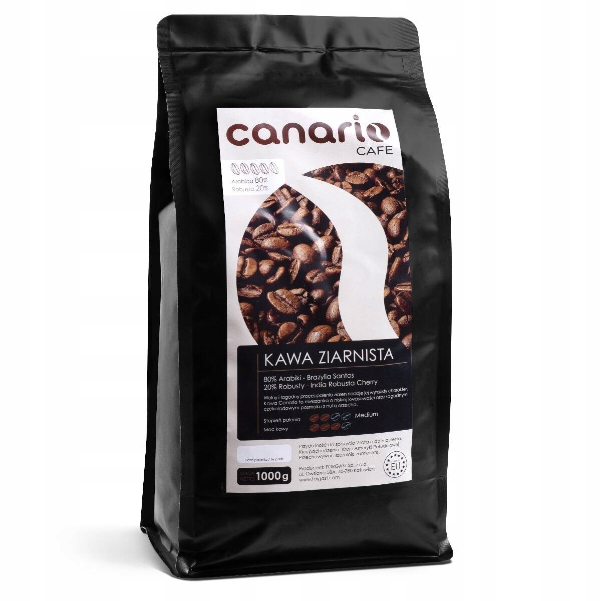 Levně Káva Zrnková 80% Arabica Brazílie 20% Robusta 1KG Canario Cafe CC100