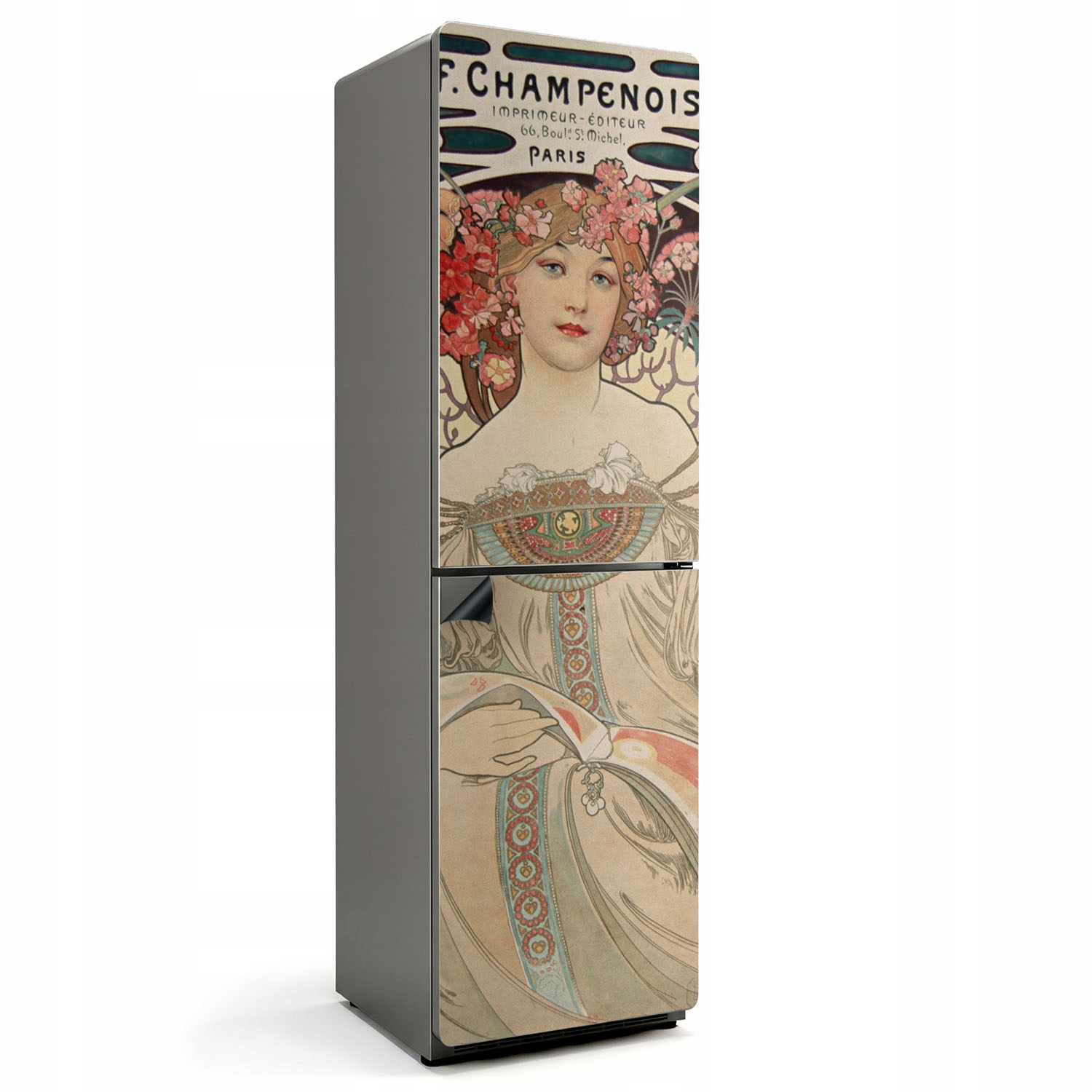 Magnetická krytka na chladničku s fotografickým motívom Alfons Mucha portrét ženy
