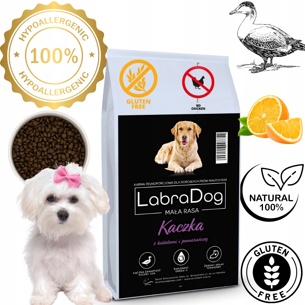 Levně LabraDog Superfood Hypoalergenní kachna pro maltézské maso, Papillon 2 kg