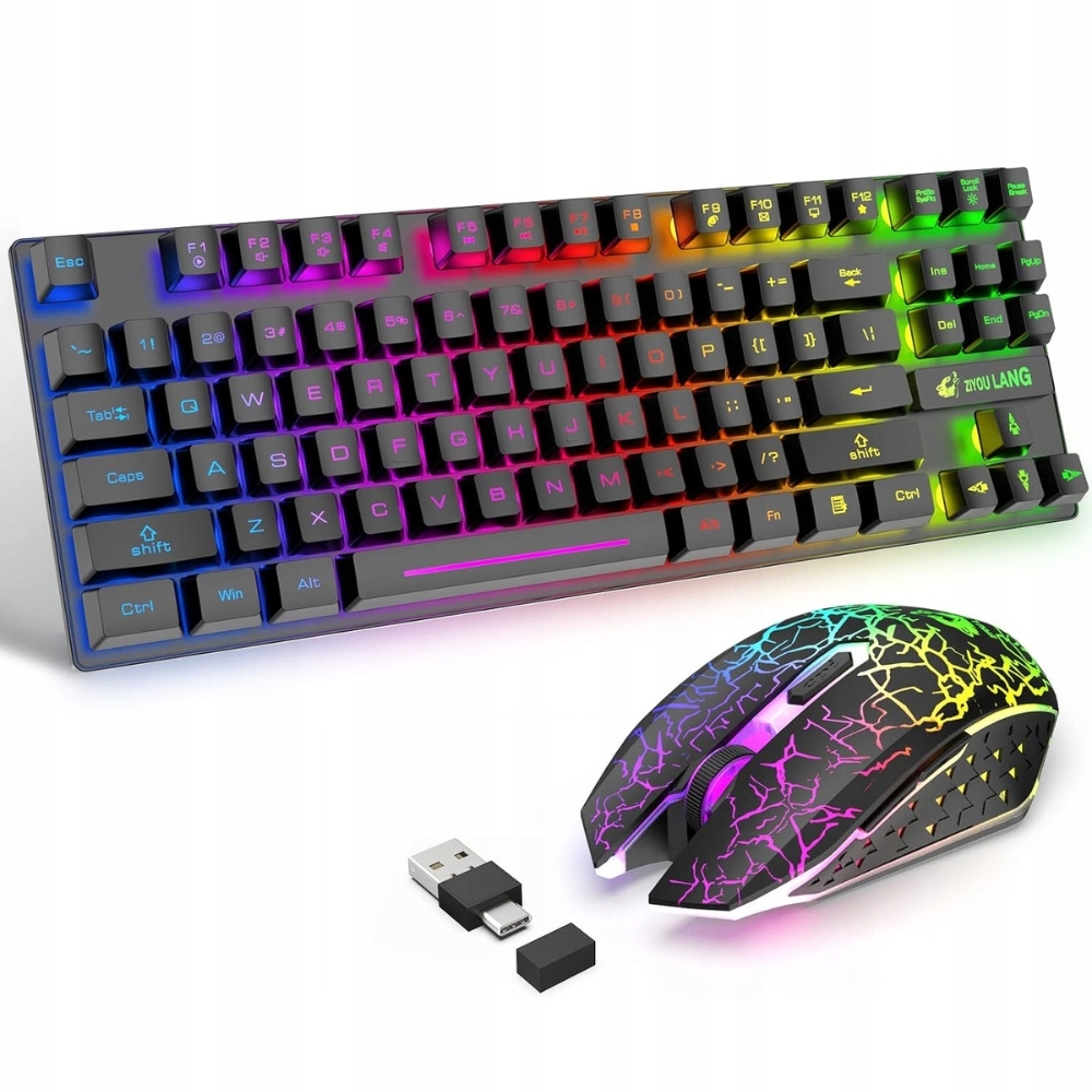 LexonTech T87 Upgrade Bezprzewodowy Zestaw Gamingowy Rgb 87 Klawiszy Mysz