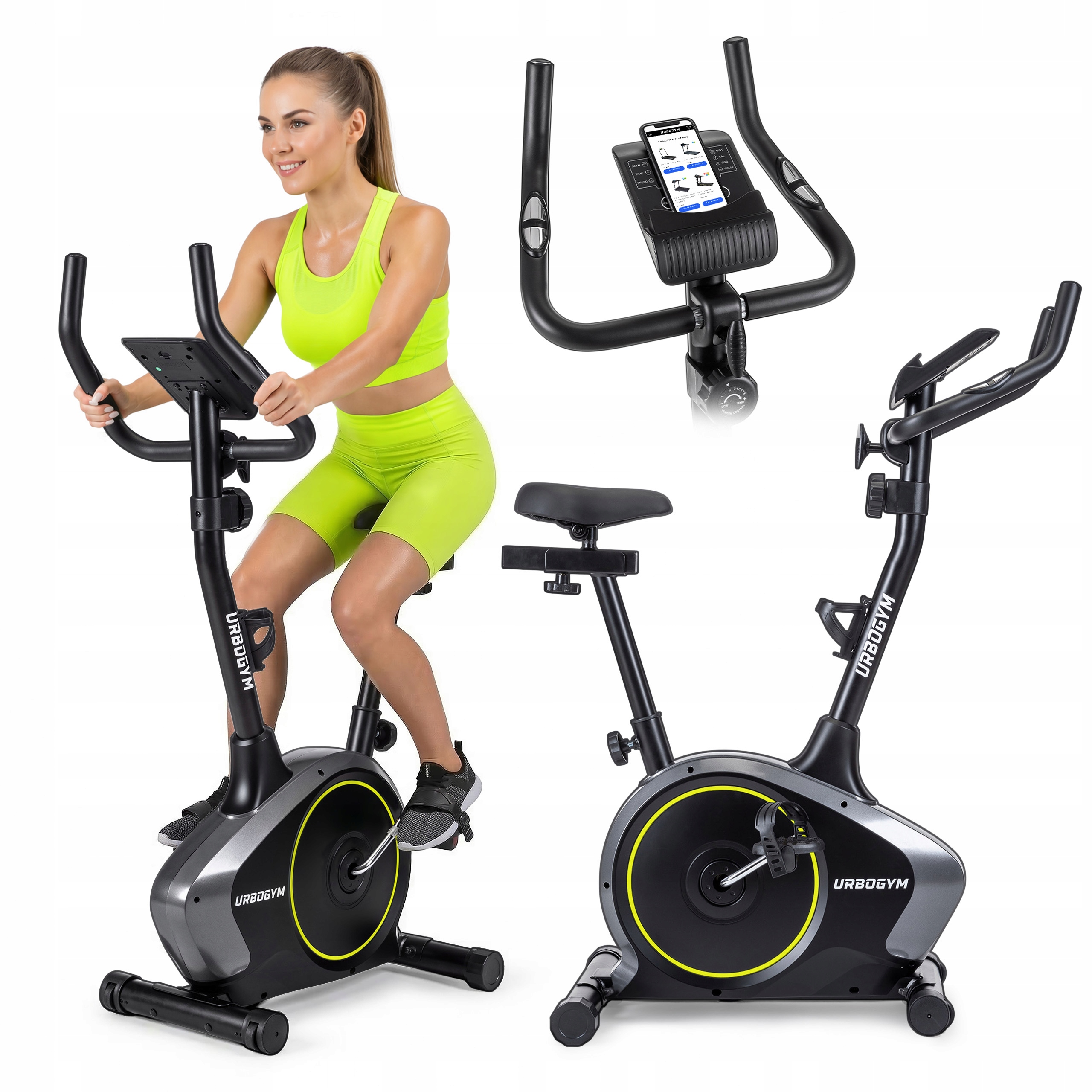 Rower Stacjonarny Rowerek Magnetyczny Terningowy Do Domu LCD Argo Yellow