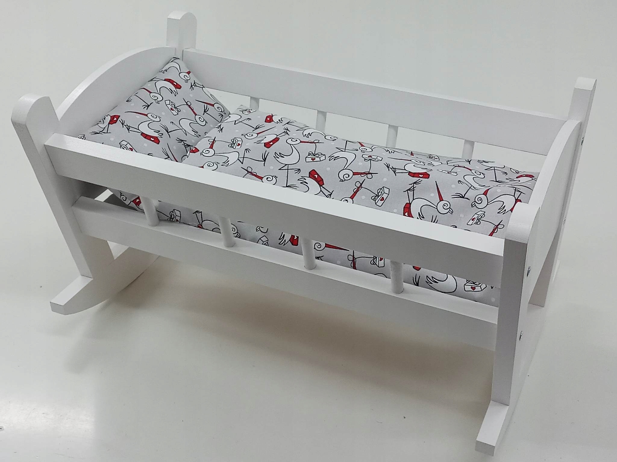 KOŁYSKA DLA LALEK BIAŁA + POŚCIEL Z MATERACEM