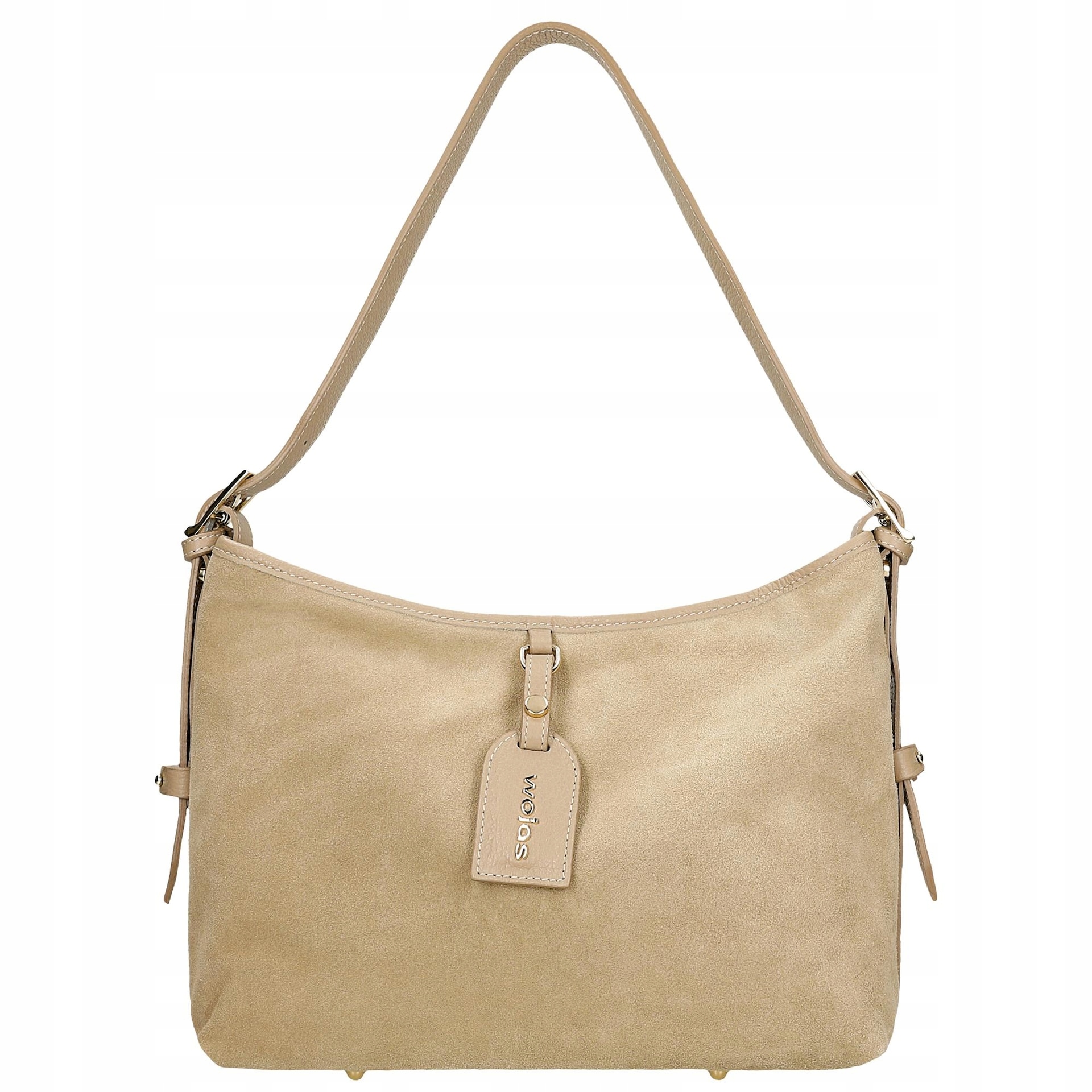 Béžová dámská kabelka z velurové štípenky