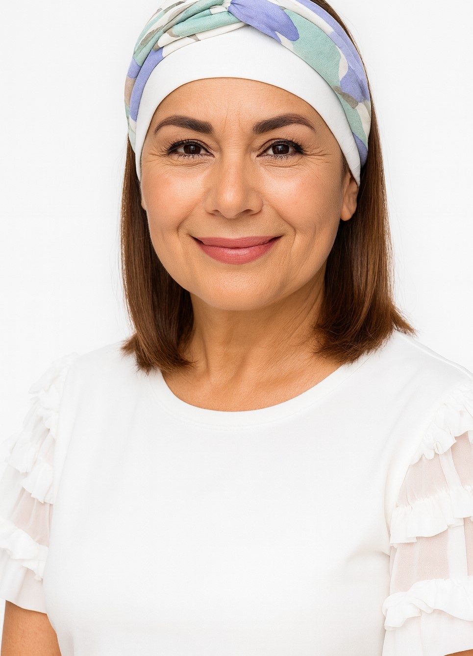 Přírodní vlasy s páskou hnědé 25 cm pod turban, klobouk Nesessaja wigs