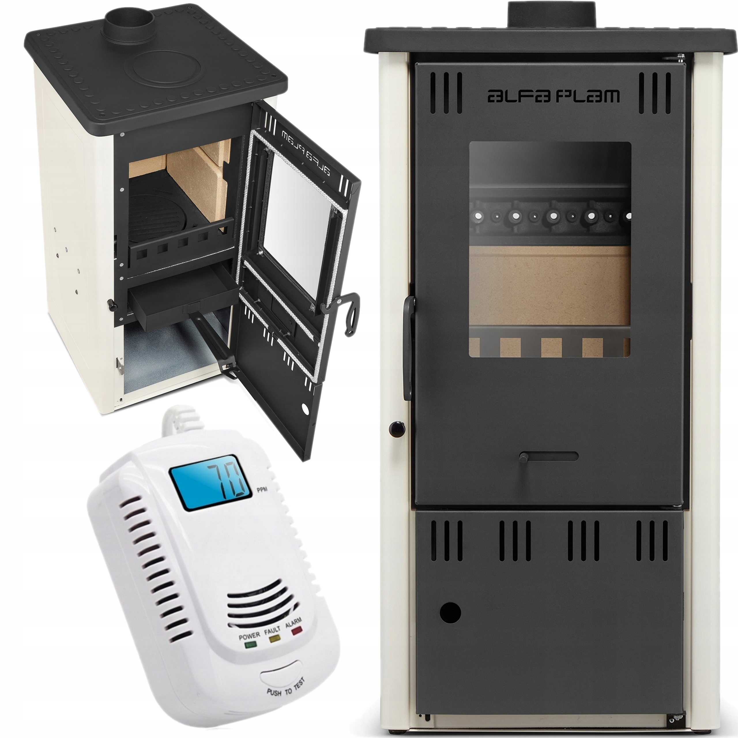 Piec Kominek Koza szamotowy żeliwny stalowy 6,5KW do 65m2 120mm