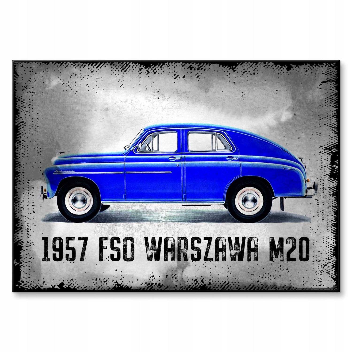 Kovový plakát 1957 Fso Varšava M20-57 Szyld Plech 42 x 59,4 cm Dárek
