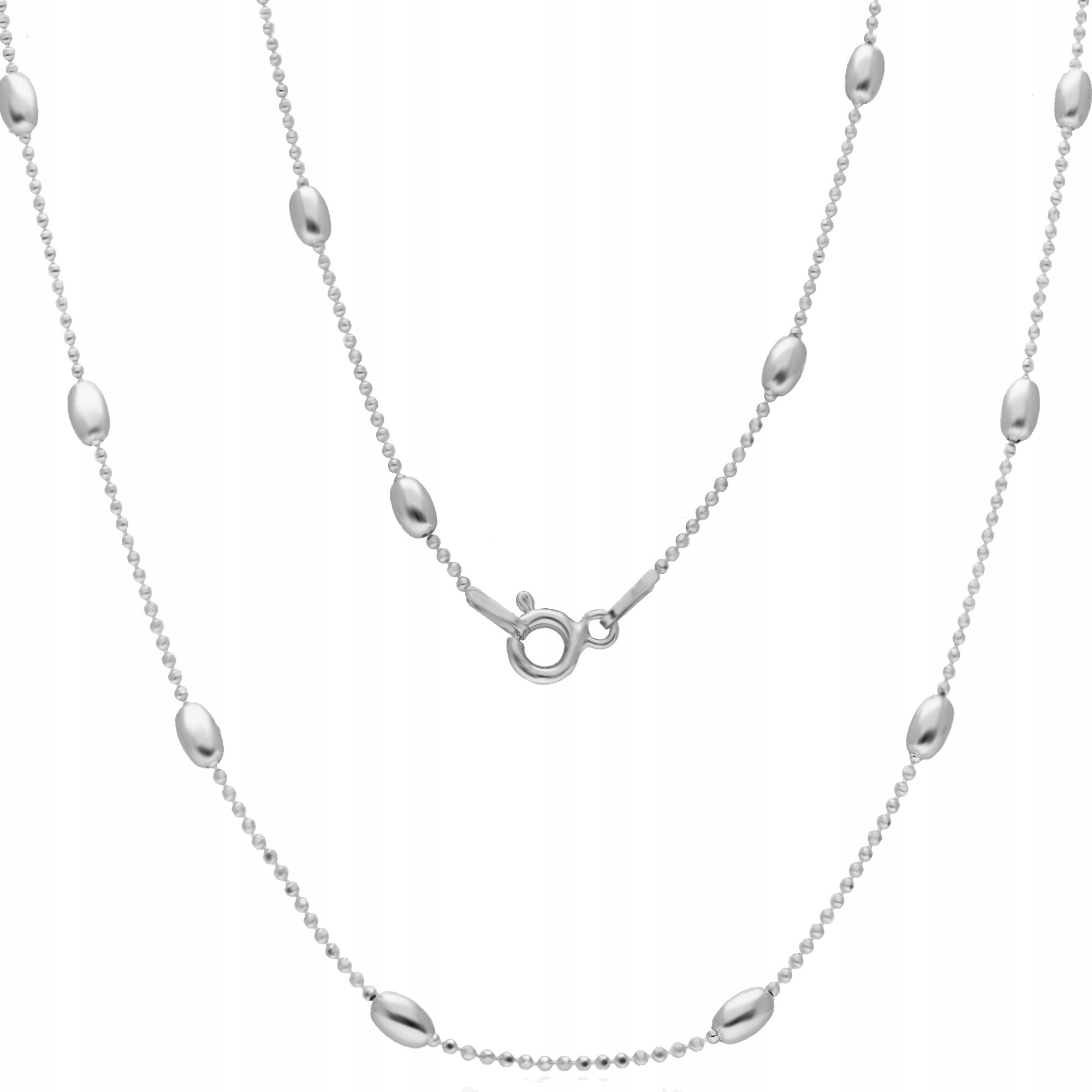 Stříbrný Dámský Náhrdelník Kuličky Rýže 40 cm