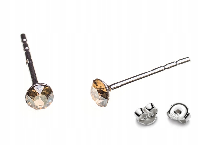 

Srebrne Kolczyki z kr. Swarovski Chaton 3mm Gsha