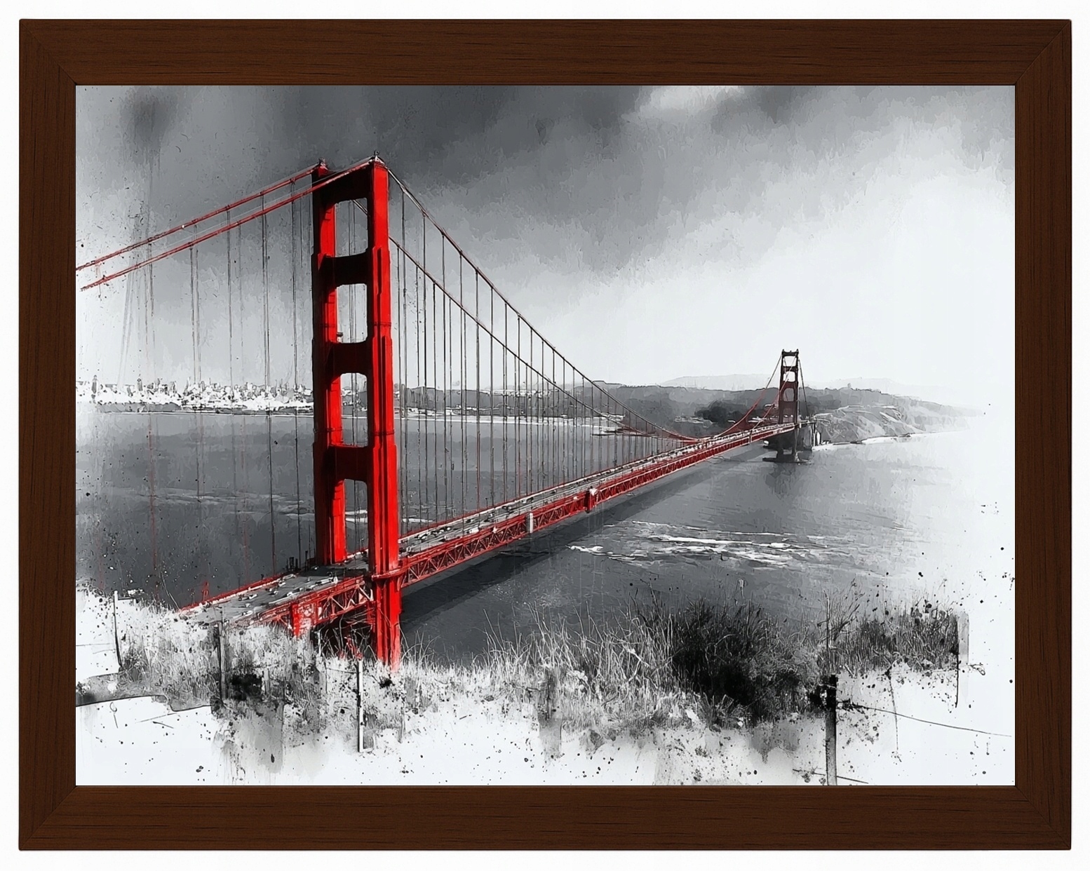 Plakát Rámeček Dřevo Golden Gate Bridge San Francisco Usa 80x60