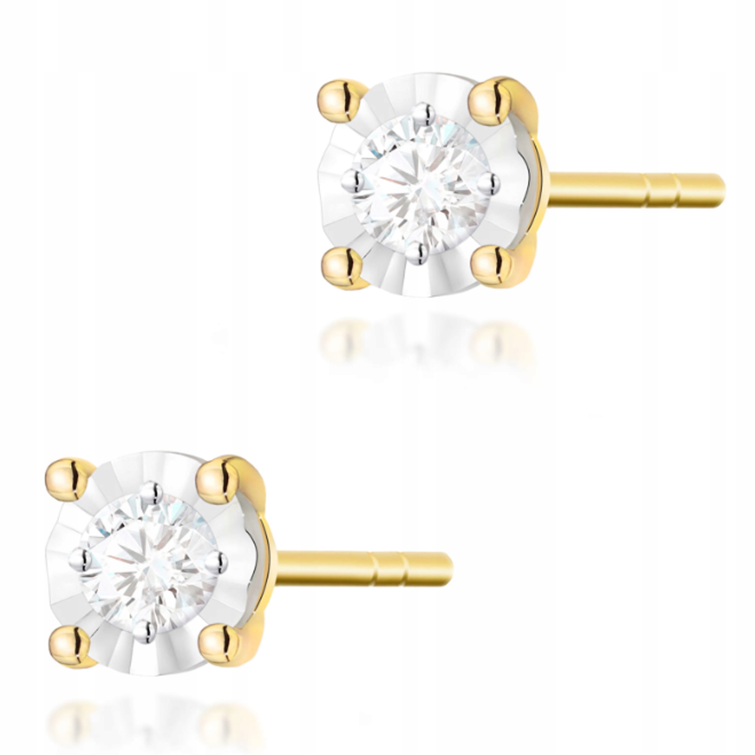 Zlaté náušnice 585 Jemné S Brilianty 1,15g s diamanty pro ni 14k