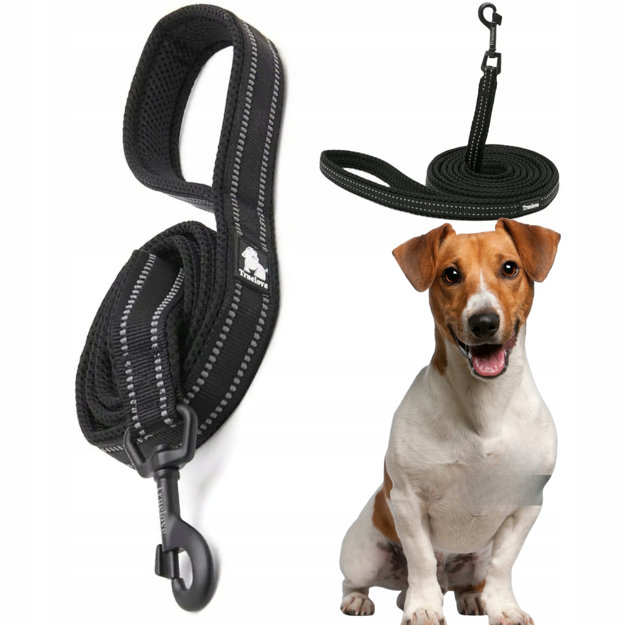 Smycz Dla Psa Odblaskowa Mocna Truelove Active Czarna 200CM Rozmiar S