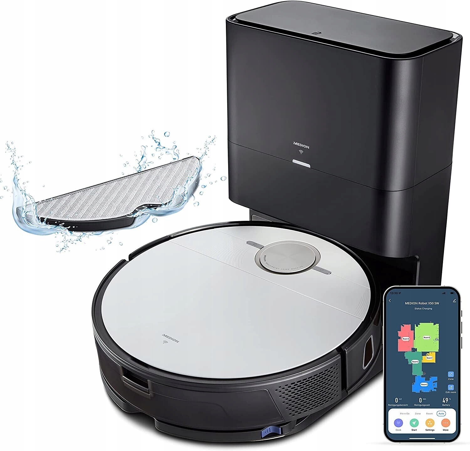 Robot Sprzątający 2W1 Laser Samoopróżniający Mopujący Najmocniejszy 8000PA