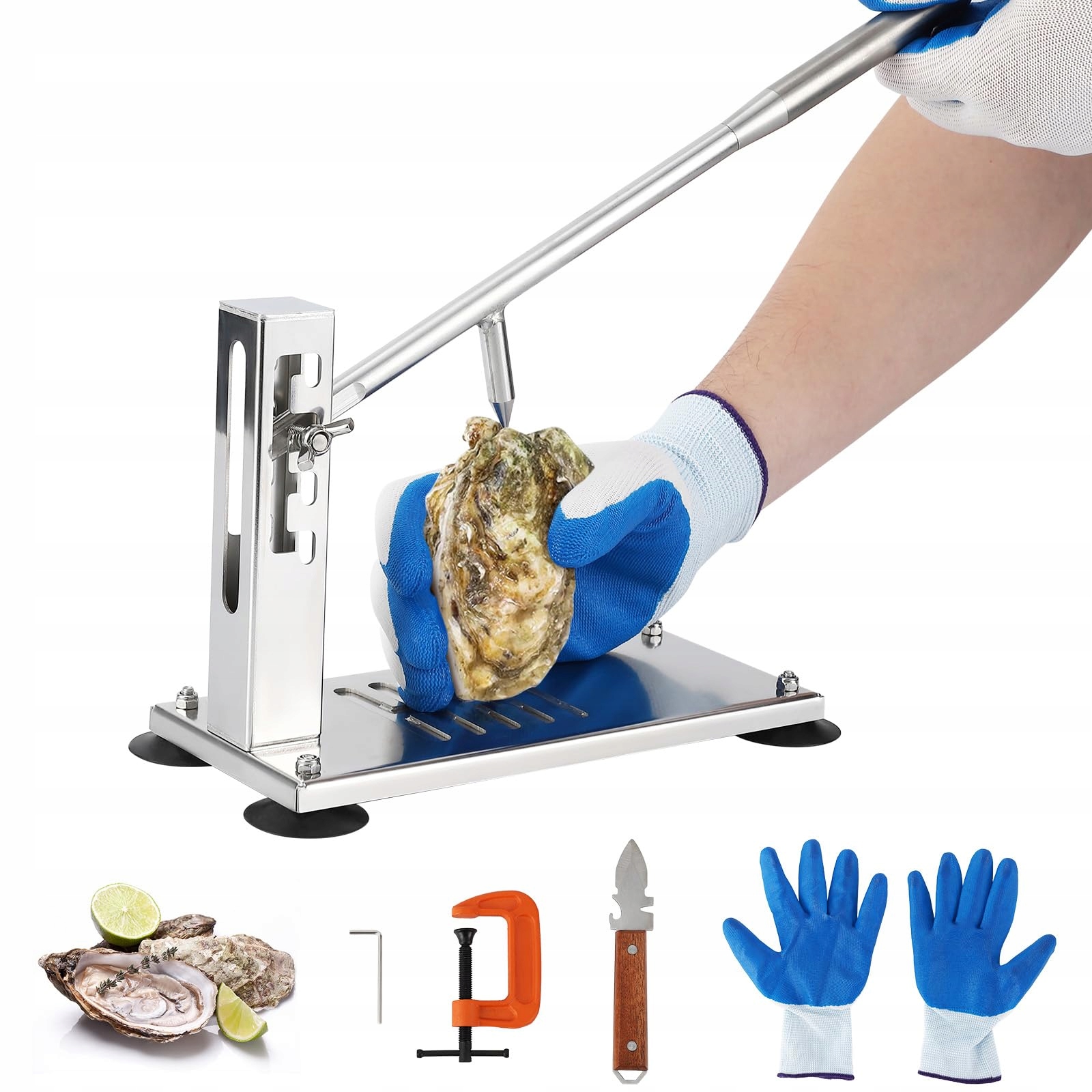 Sada na otevírání ústřic s francouzským nožem a nerezovou základnou