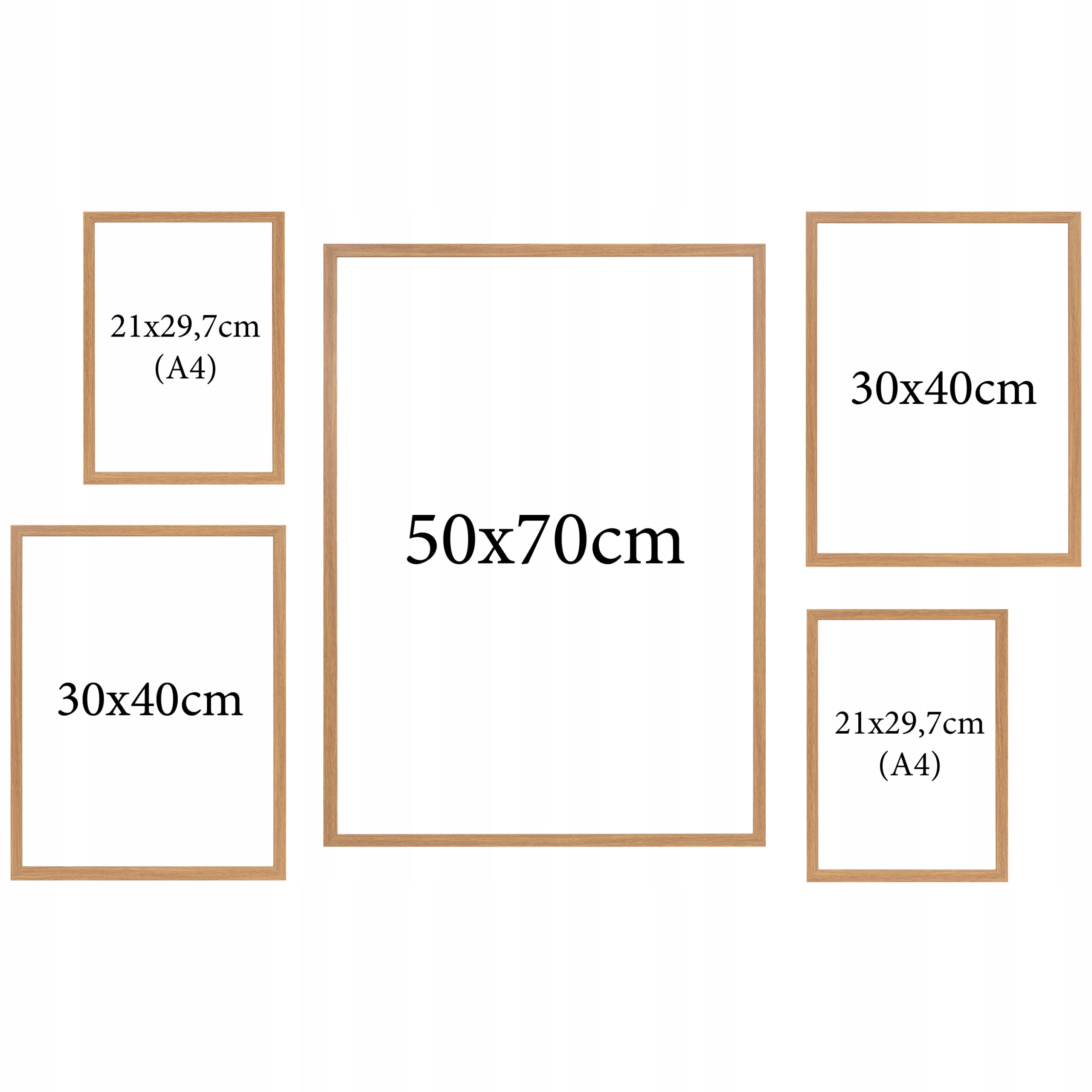 Fotorámečky Hnědé sada 5ks multirama 50x70cm 30x40cm A4 21x29,7cm