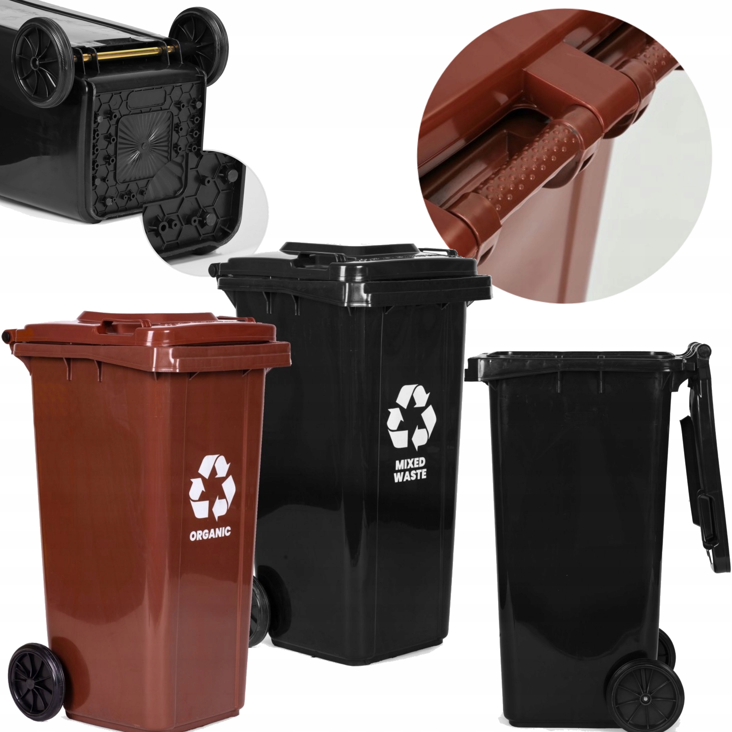 Zestaw 2 Koszy Na Śmieci Pojemnik Kubeł Do Segregacji Koła Pokrywa 2x120L