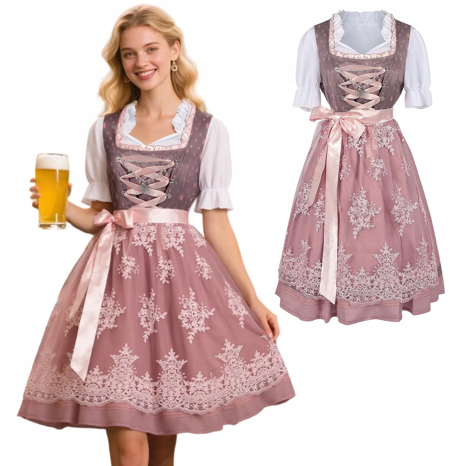 Dámská Šaty Dirndl Bavorská Oktoberfest Tradiční vyšívaná Bordó L