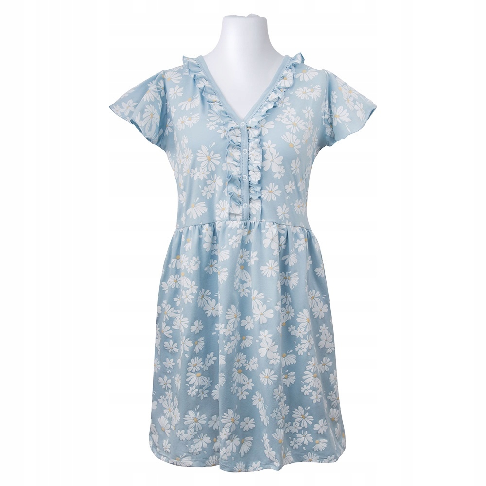 Koszula ciążowa krótki rękaw Eevi Linda Margaretki niebieskie XL