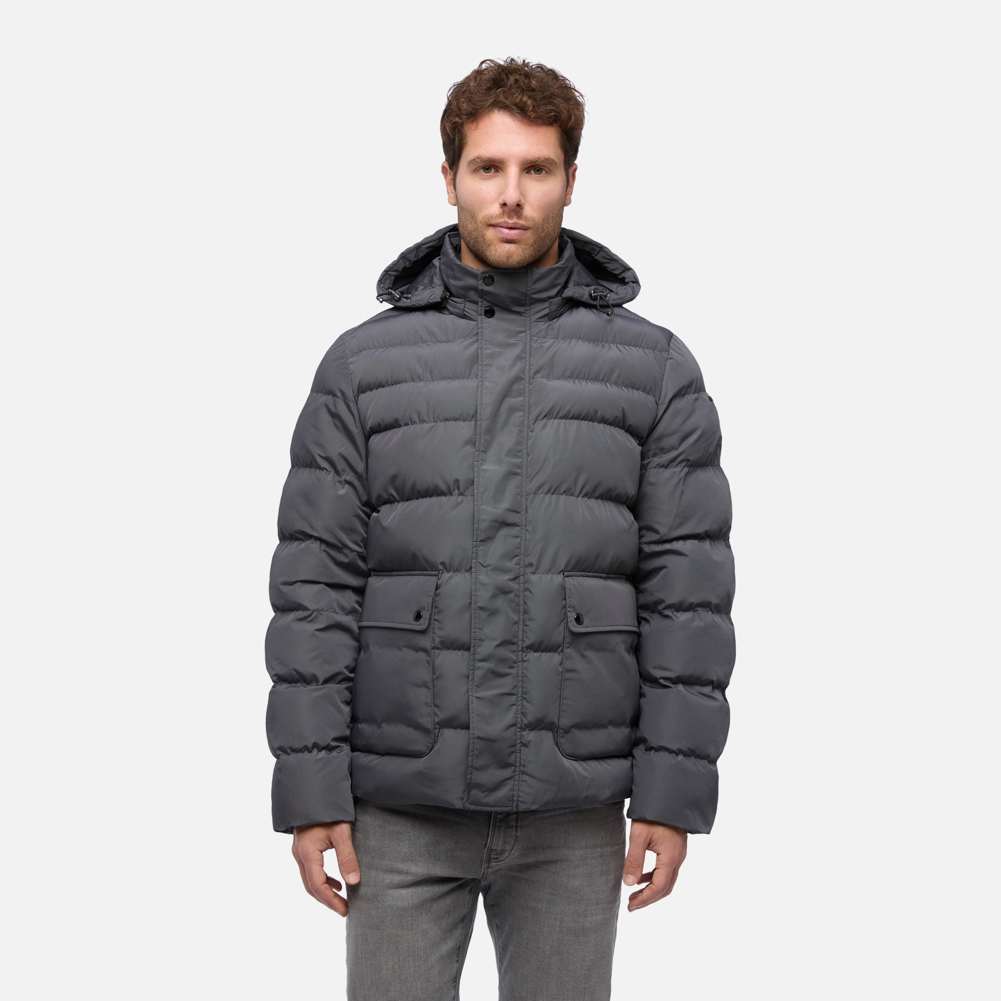 Šedá pánská prošívaná bunda Geox Leitan vel. 58