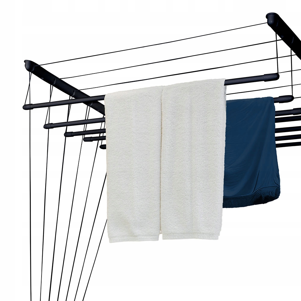 Levně Stropní Sušák Koupelny 7 Tyčí 120 CM Balkon černá odolná