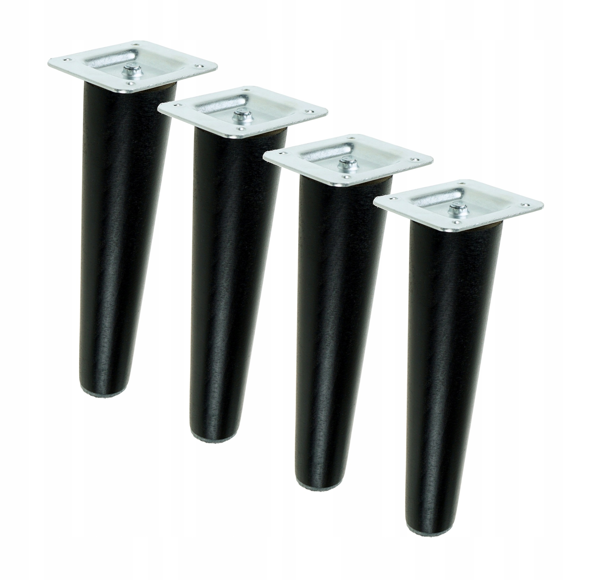 

4 x nóżki skośne 15 cm z blachą montażową czarne