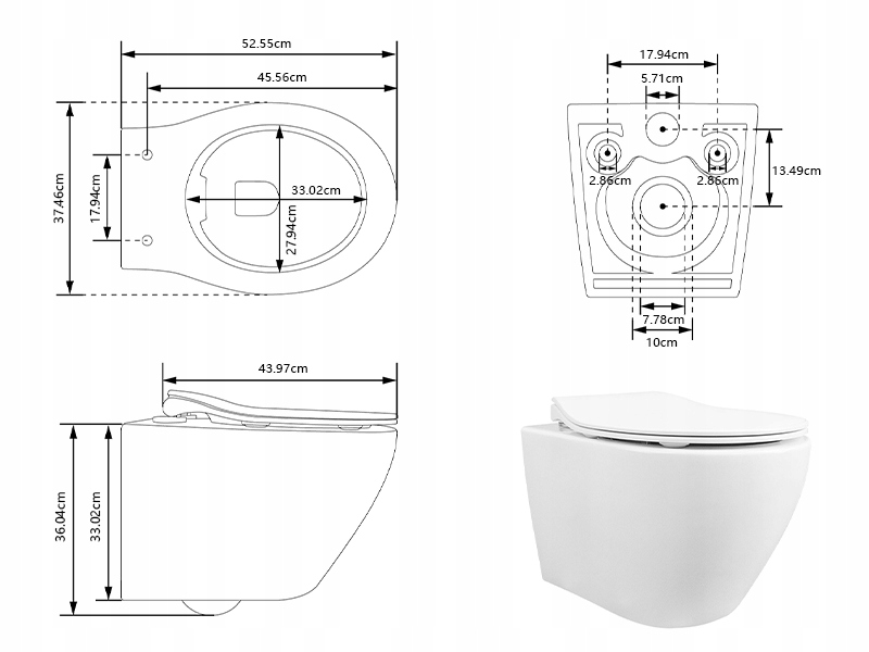 DeerValley toaleta ścienna 1.6 GPF/1.1 GPF biała DV-1F0069 Waga produktu z opakowaniem jednostkowym 33 kg