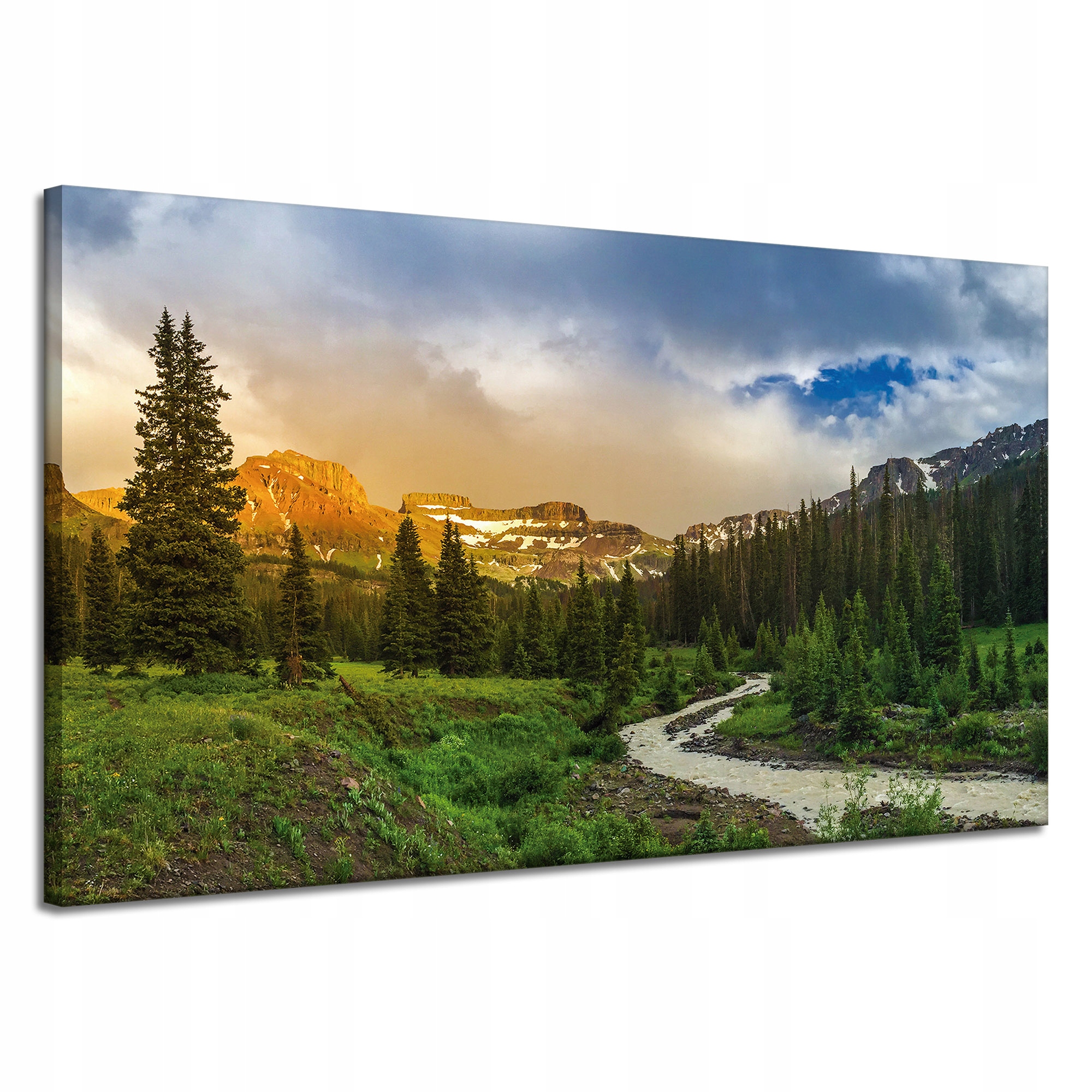 Obraz na plátně Stezka uprostřed hor Les Stromy Slunce 120x70 cm