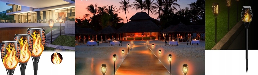 POCHODNIA SOLARNA LAMPA LED EFEKT PŁOMIEŃ OGIEŃ x4 Marka Interlook