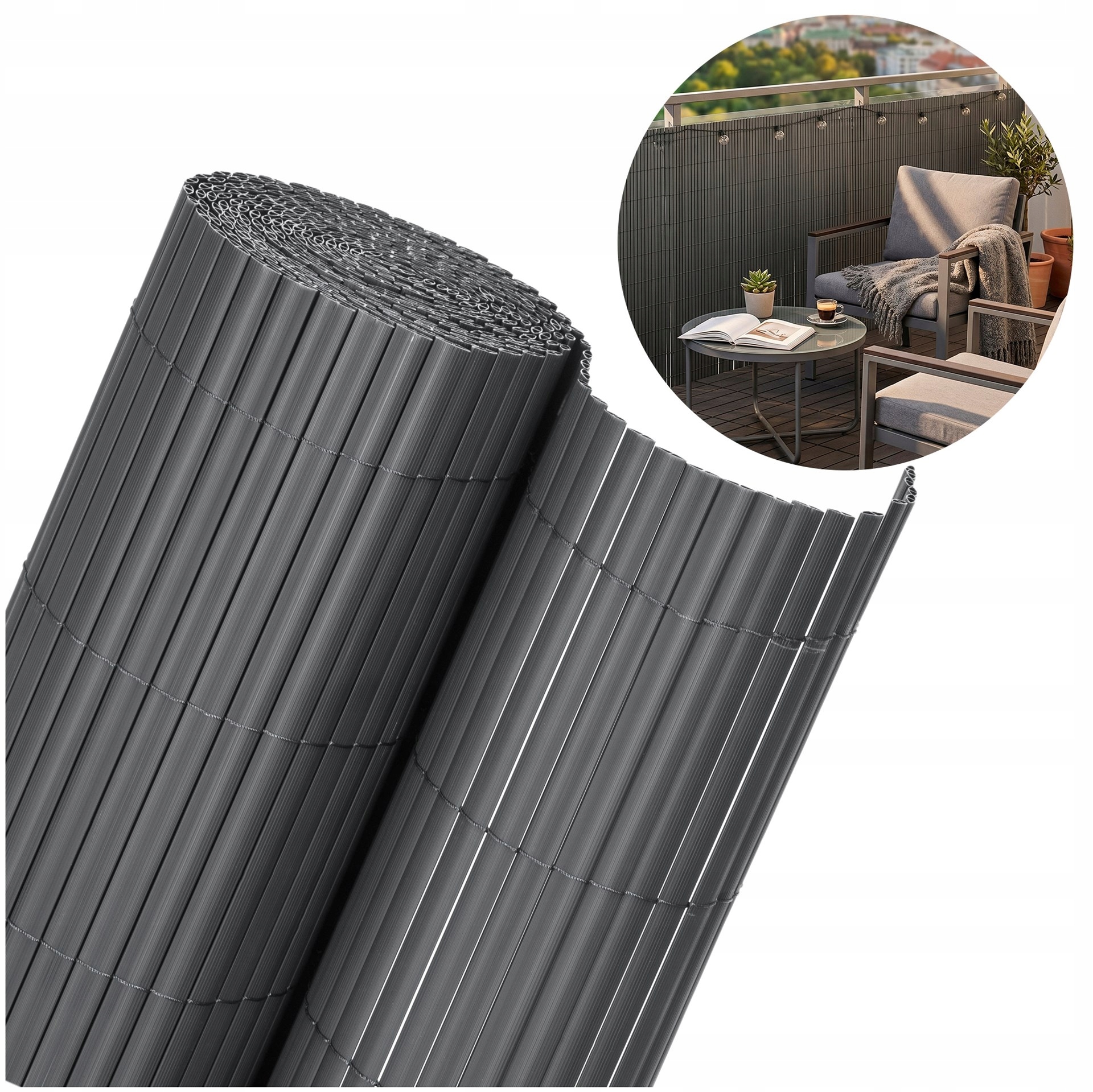 Pvc Podložka Na Balkon Terasa Oplocení Maskovací Plot 100x400 cm Šedá