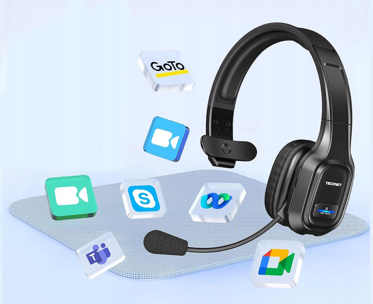 Słuchawki bezprzewodowe nauszne Tecknet TK-HS001 Bluetooth + 2,4GHz USB Stan opakowania oryginalne