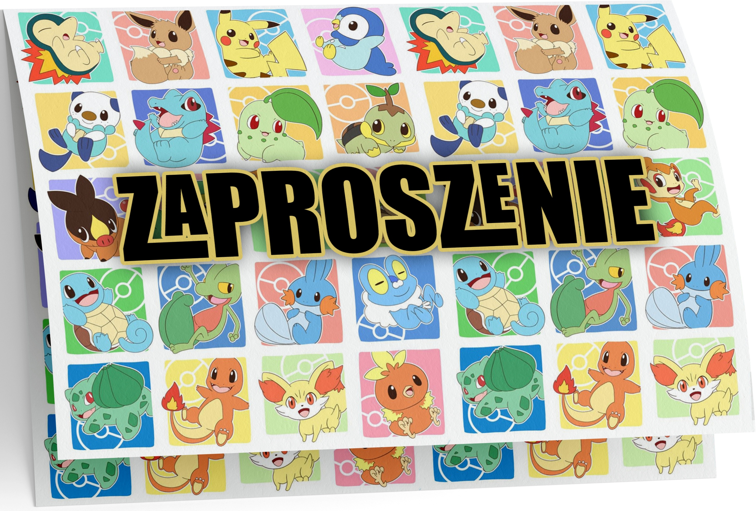 ZAPROSZENIE POKEMON PIKACHU ZAPROSZANIA URODZINOWE 20x15cm WIELE WZORÓW