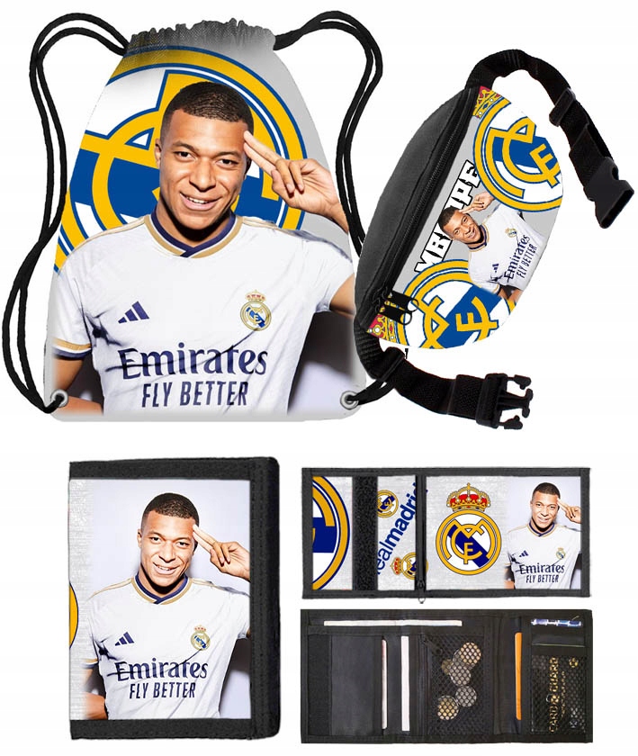 MBAPPE REAL MADRID WOREK PORTFEL SZASZETKA ZESTAW MIX dla FANA
